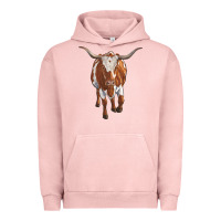 Pigment Salmon longhorn cow Urban Hoodie - RanaPortraitStore