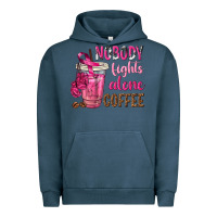 Pigment Midnight Navy Nobody Fights Alone Coffee Urban Hoodie - texasbilliewilder