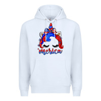 White 4th of july 'merica unicorn Premium Hoodie - Zillion Design Studio