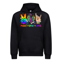 Black peace love rock Urban Hoodie - Zillion Design Studio