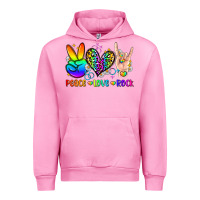 Fuchsia Pink peace love rock Urban Hoodie - Zillion Design Studio