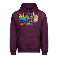 Mauve Wine peace love rock Urban Hoodie - Zillion Design Studio