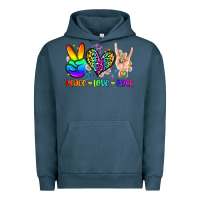 Pigment Midnight Navy peace love rock Urban Hoodie - Zillion Design Studio