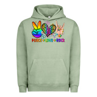 Pigment Oil Green peace love rock Urban Hoodie - Zillion Design Studio