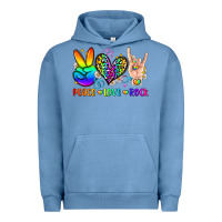 Pigment Pebble Blue peace love rock Urban Hoodie - Zillion Design Studio