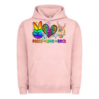 Pigment Salmon peace love rock Urban Hoodie - Zillion Design Studio