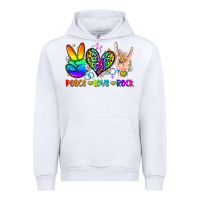 White peace love rock Urban Hoodie - Zillion Design Studio