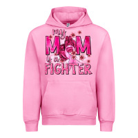 Fuchsia Pink My Mom Is a Fighter with Ribbon Urban Hoodie - texasbilliewilder
