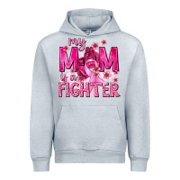 Heather Grey My Mom Is a Fighter with Ribbon Urban Hoodie - texasbilliewilder