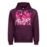 Mauve Wine My Mom Is a Fighter with Ribbon Urban Hoodie - texasbilliewilder