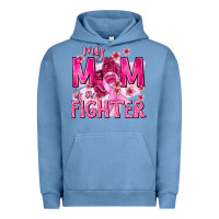 Pigment Pebble Blue My Mom Is a Fighter with Ribbon Urban Hoodie - texasbilliewilder