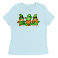 Baby Blue st patricks day gnomes with western hearts and shamrocks Ladies Tee - Artiststas