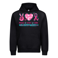 Black Peace Love Cure Breast Cancer Awareness Urban Hoodie - texasbilliewilder