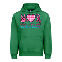 Emerald Peace Love Cure Breast Cancer Awareness Urban Hoodie - texasbilliewilder