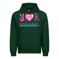 Forest Green Peace Love Cure Breast Cancer Awareness Urban Hoodie - texasbilliewilder