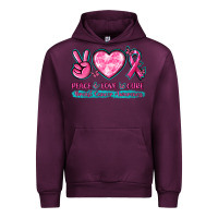Mauve Wine Peace Love Cure Breast Cancer Awareness Urban Hoodie - texasbilliewilder