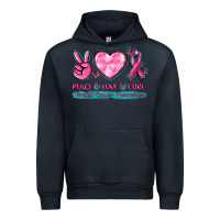 Navy Peace Love Cure Breast Cancer Awareness Urban Hoodie - texasbilliewilder