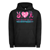 Pigment Black Peace Love Cure Breast Cancer Awareness Urban Hoodie - texasbilliewilder