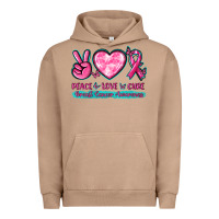 Pigment Burro Peace Love Cure Breast Cancer Awareness Urban Hoodie - texasbilliewilder
