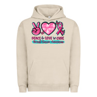 Pigment French Oak Peace Love Cure Breast Cancer Awareness Urban Hoodie - texasbilliewilder