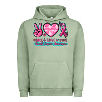 Pigment Oil Green Peace Love Cure Breast Cancer Awareness Urban Hoodie - texasbilliewilder
