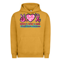 Pigment Peanut Butter Peace Love Cure Breast Cancer Awareness Urban Hoodie - texasbilliewilder