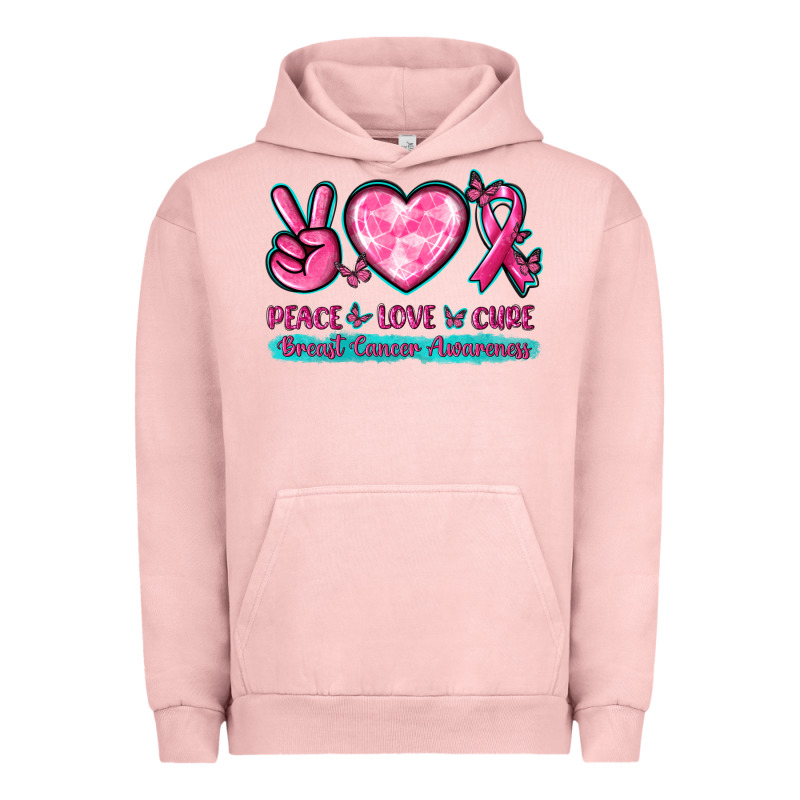 Peace Love Cure Breast Cancer Awareness Urban Hoodie by texasbilliewilder | Teevron