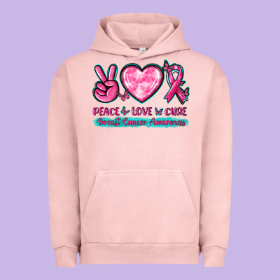 Peace Love Cure Breast Cancer Awareness Urban Hoodie Designed By Texasbilliewilder