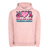 Pigment Salmon Peace Love Cure Breast Cancer Awareness Urban Hoodie - texasbilliewilder