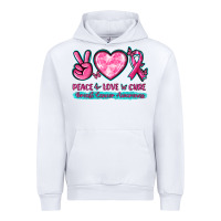 White Peace Love Cure Breast Cancer Awareness Urban Hoodie - texasbilliewilder