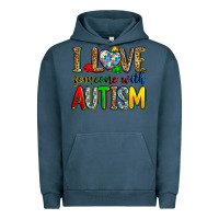 Pigment Midnight Navy i love someone with autism Urban Hoodie - Zillion Design Studio