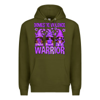 Army Green Domestic Violence Warrior Afro Gnomes Premium Hoodie - texasbilliewilder