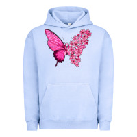 Pigment Grape Ice Pink Flowers and Breast Cancer Ribbon Butterfly Urban Hoodie - texasbilliewilder