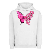 Pigment Lunar Rock Pink Flowers and Breast Cancer Ribbon Butterfly Urban Hoodie - texasbilliewilder