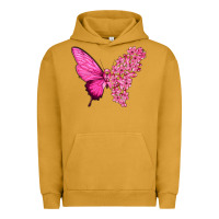 Pigment Peanut Butter Pink Flowers and Breast Cancer Ribbon Butterfly Urban Hoodie - texasbilliewilder