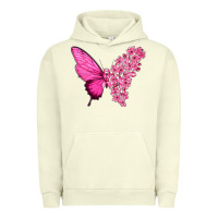 Pigment Pistachio Pink Flowers and Breast Cancer Ribbon Butterfly Urban Hoodie - texasbilliewilder