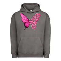Pigment Tornado Pink Flowers and Breast Cancer Ribbon Butterfly Urban Hoodie - texasbilliewilder