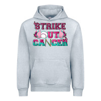 Heather Grey Strike Out Cancer Baseball Urban Hoodie - texasbilliewilder