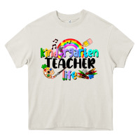 Cream Kindergarten Teacher Life Heavy Core Tee - LillyAllenDesigns