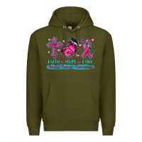 Army Green Faith Hope Cure Breast Cancer Awareness Premium Hoodie - texasbilliewilder