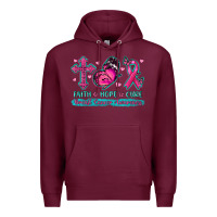 Burgundy Faith Hope Cure Breast Cancer Awareness Premium Hoodie - texasbilliewilder