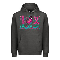 Charcoal Heather Faith Hope Cure Breast Cancer Awareness Premium Hoodie - texasbilliewilder