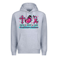 Heather Grey Faith Hope Cure Breast Cancer Awareness Premium Hoodie - texasbilliewilder