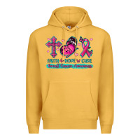 Mustard Faith Hope Cure Breast Cancer Awareness Premium Hoodie - texasbilliewilder
