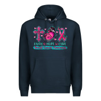 Navy Faith Hope Cure Breast Cancer Awareness Premium Hoodie - texasbilliewilder