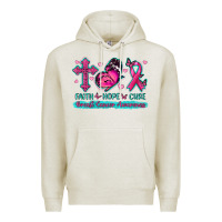 Oatmeal Heather Faith Hope Cure Breast Cancer Awareness Premium Hoodie - texasbilliewilder