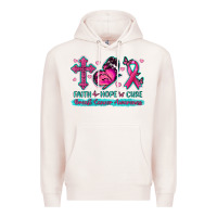 Faith Hope Cure Breast Cancer Awareness Premium Hoodie | Teevron