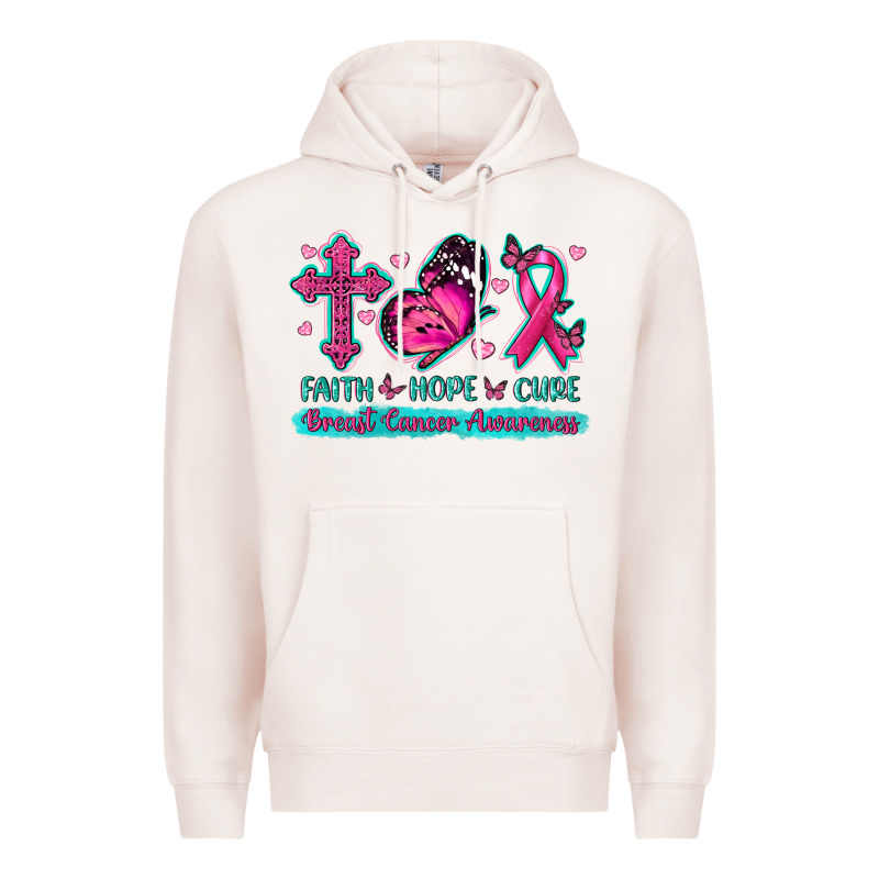Faith Hope Cure Breast Cancer Awareness Premium Hoodie by texasbilliewilder | Teevron