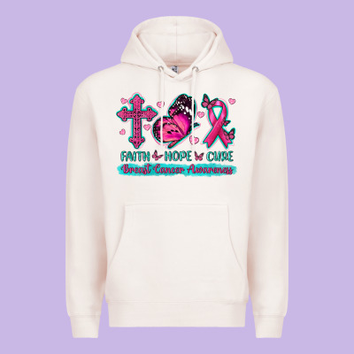 Faith Hope Cure Breast Cancer Awareness Premium Hoodie Designed By Texasbilliewilder
