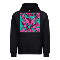 Black Pink Butterfly with Ribbon Cancer Urban Hoodie - texasbilliewilder